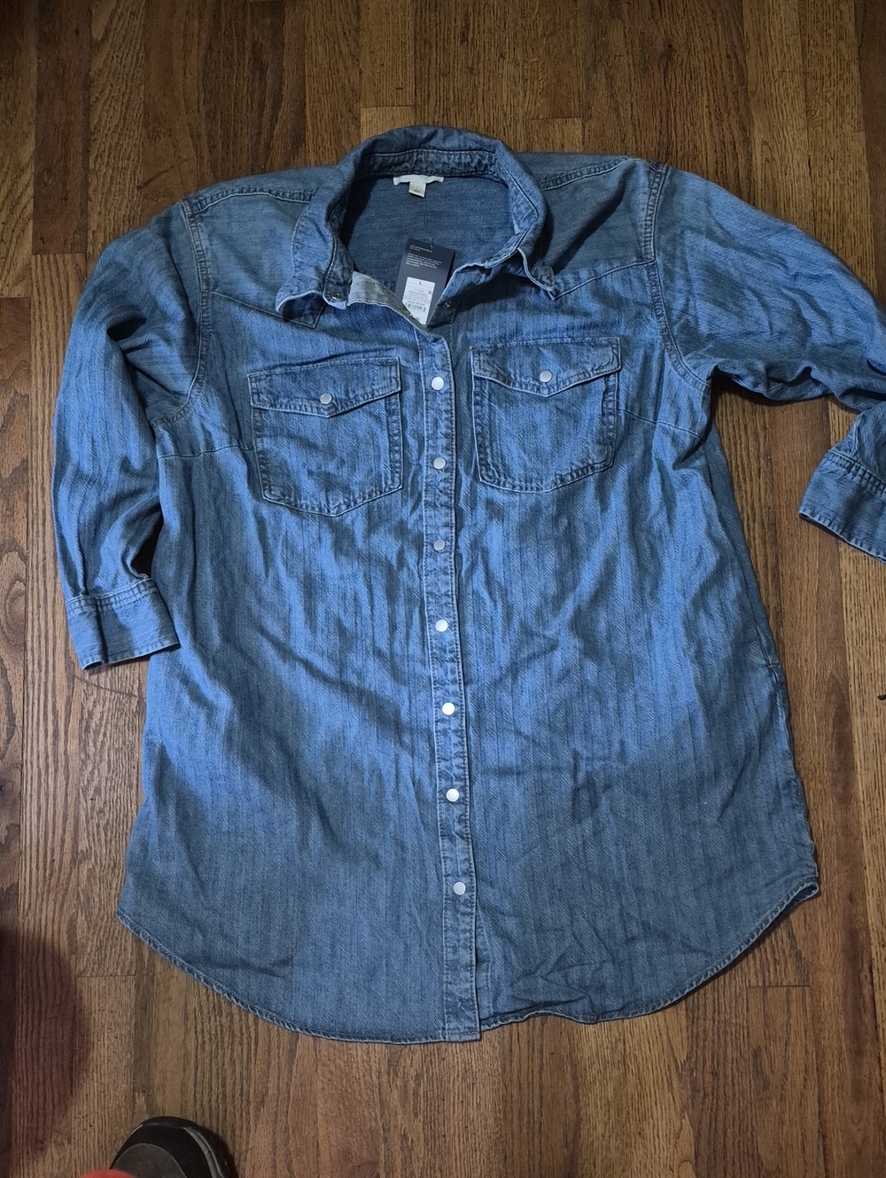 Universal Thread Denim Button-Front Shirt Dress in Blue
